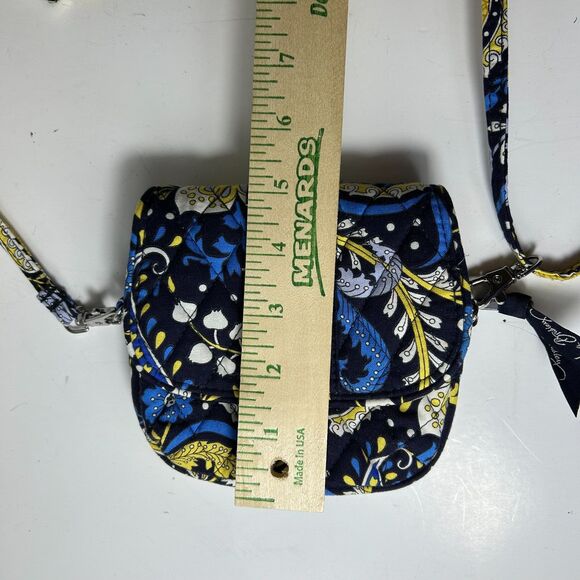 Vera Bradley Ellie Blue Yellow Blue Elephant Floral Quilted Mini Crossbody Bag - Picture 9 of 12